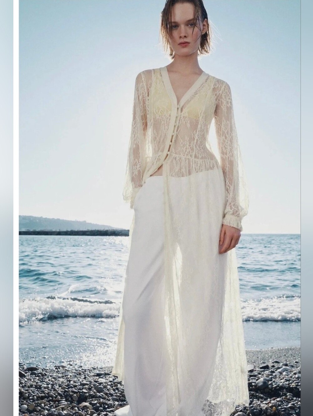 Sz S ZARA 2026 ZW Collection Ecru Cream Long Lace Dress 6895/089 Trendy Boho - Picture 4 of 6